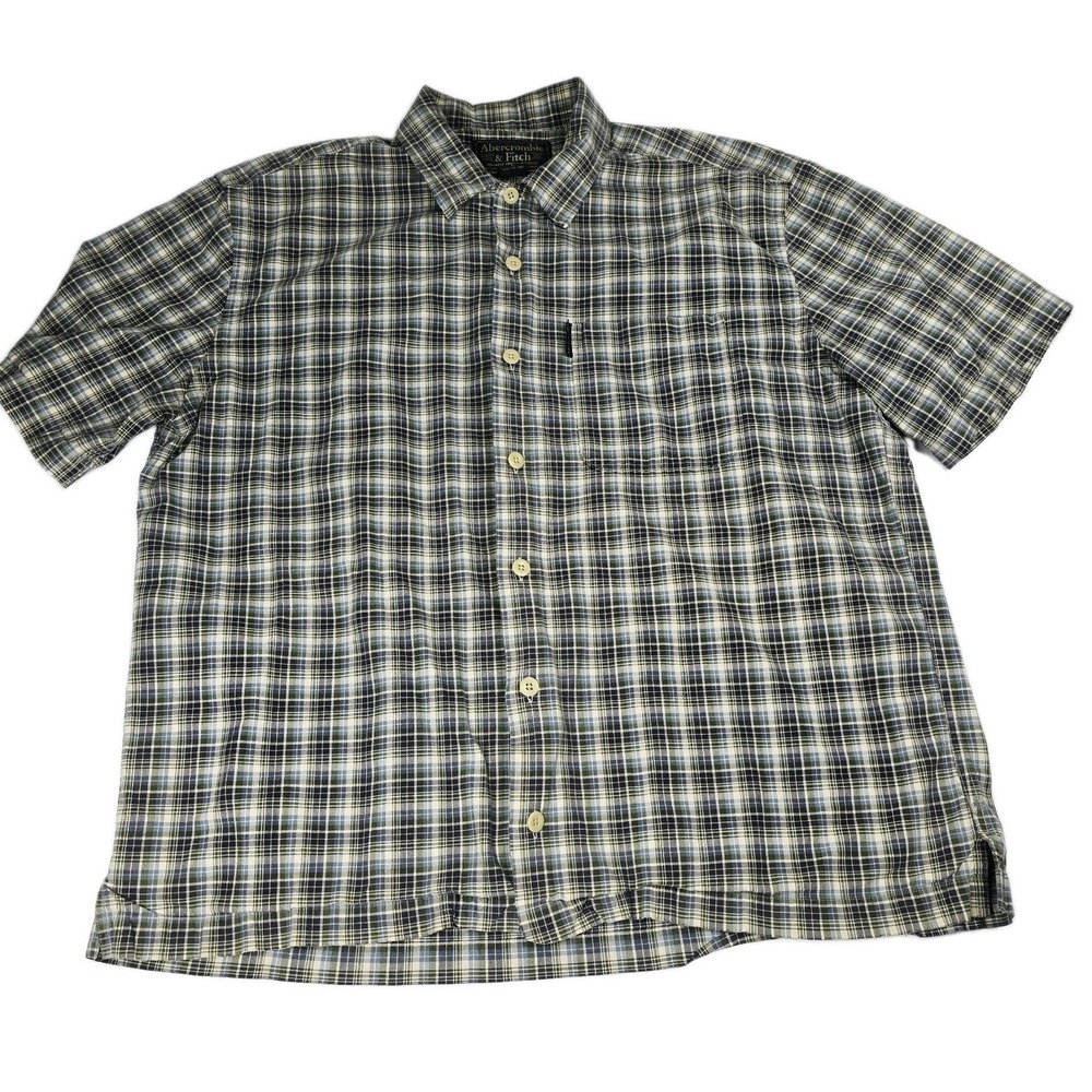 Vintage Abercrombie & Fitch Baggy Shirt Mens Large L Button Up Short Sleeve